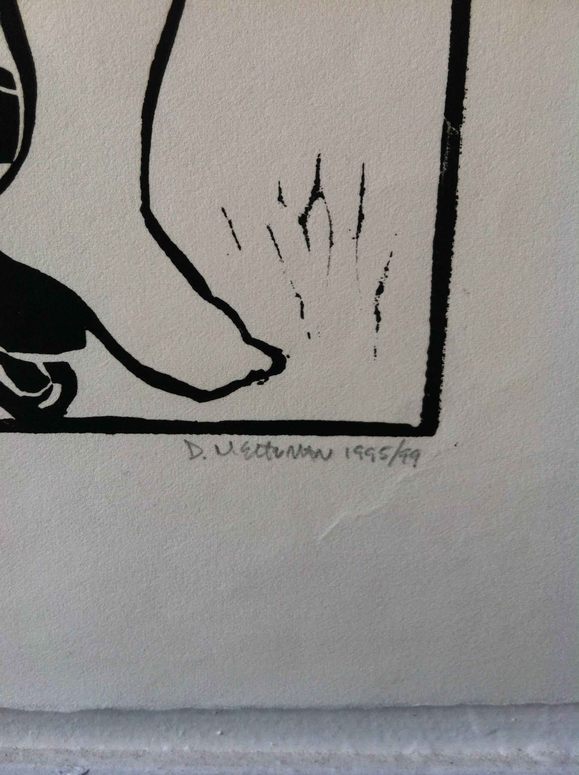 Stampa linoleografica di nudo -- Jill - Nude Print Grigio di Dan Mehlman