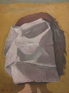 Vintage Untitled - Surrealist Portrait - Back of Girl's Head, Covered with Handkerchief
