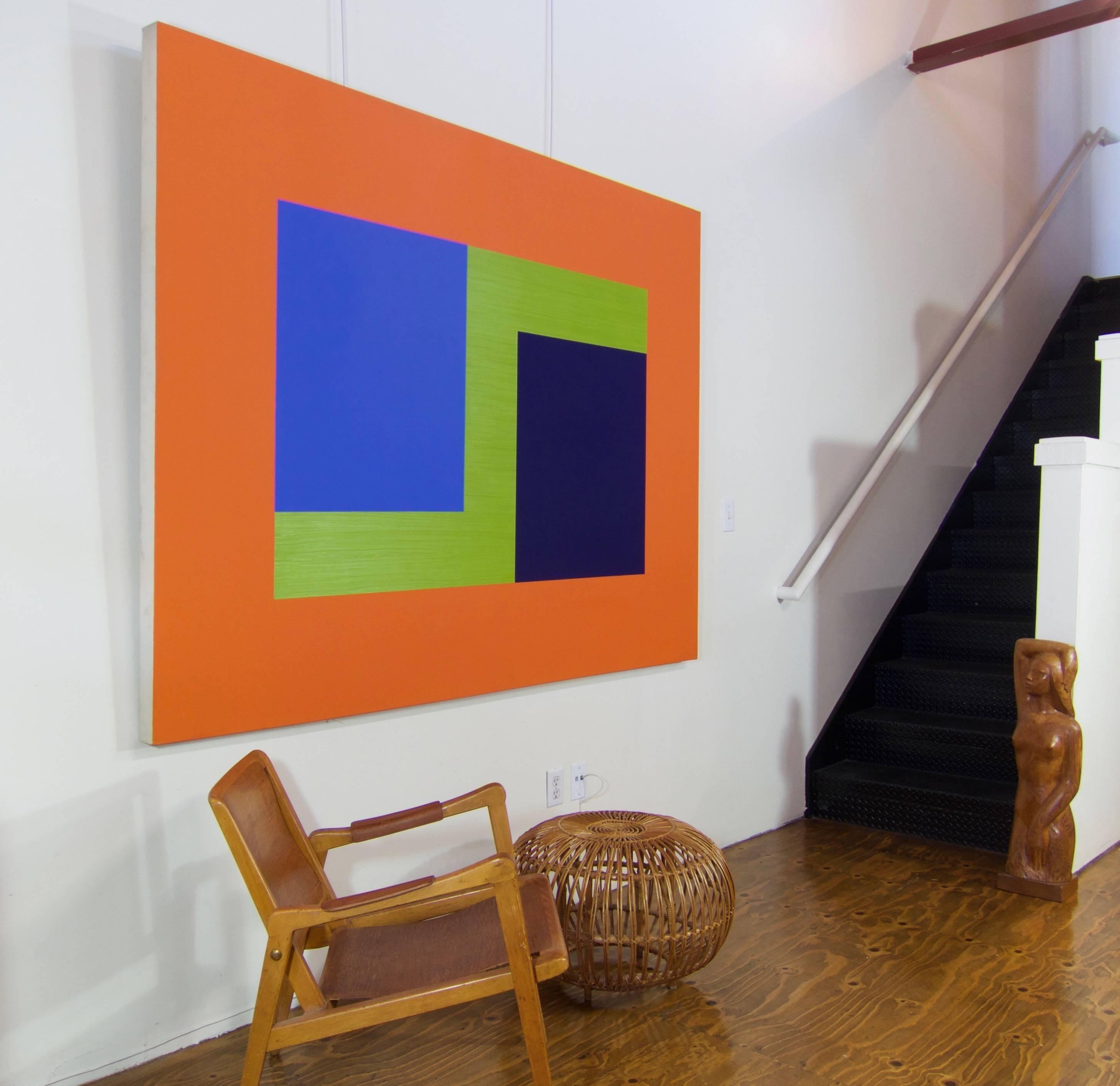 Grande peinture abstraite à bords durs - Orange Abstract Painting par Alain Balzac