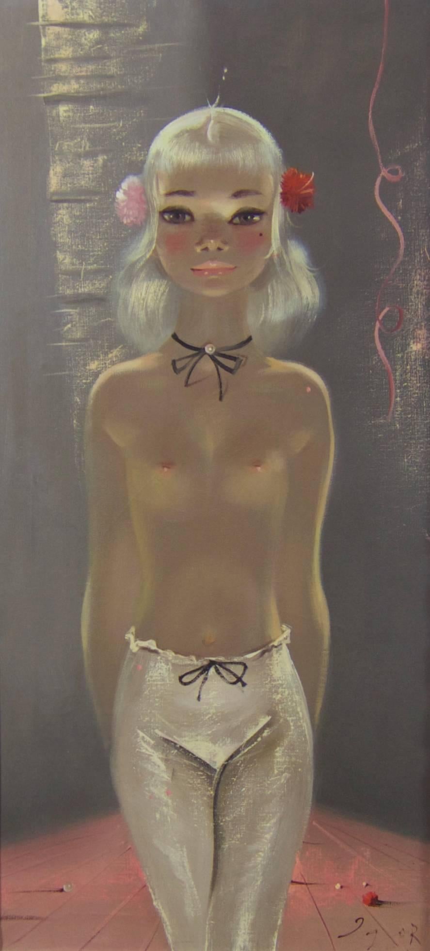 Igor Pantuhoff Figurative Painting - Mid century oil painting of a young girl