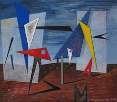 Constructivist painting on paper by William Fredericksen