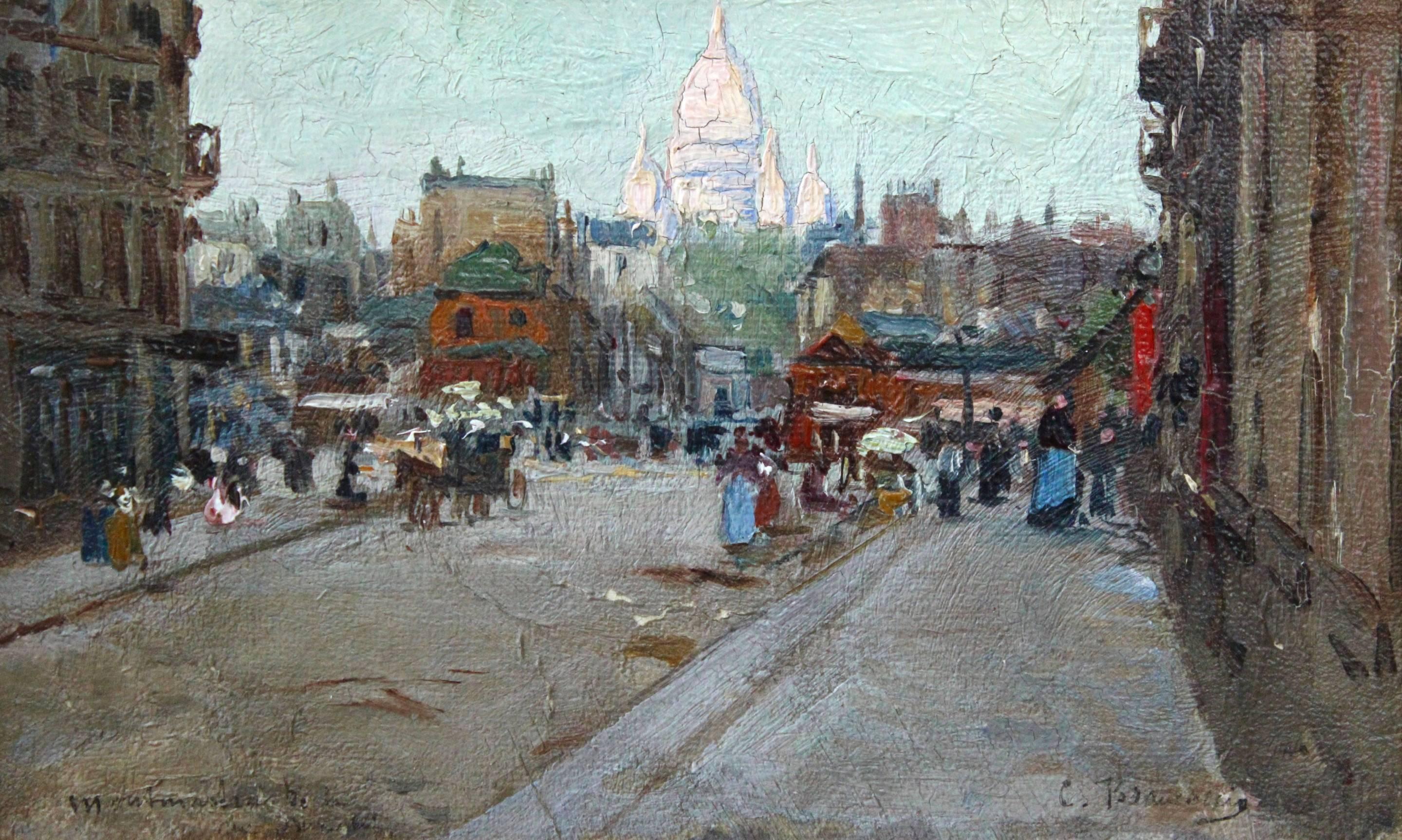 Wonderful painting with Montmartre as the subject overlooking a busy street superbly interpreted by the artist. Exceptional.

Oil on board c.1890. Signed and inscribed.

After studying the exact sciences, Carlo Brancaccio turned to painting,