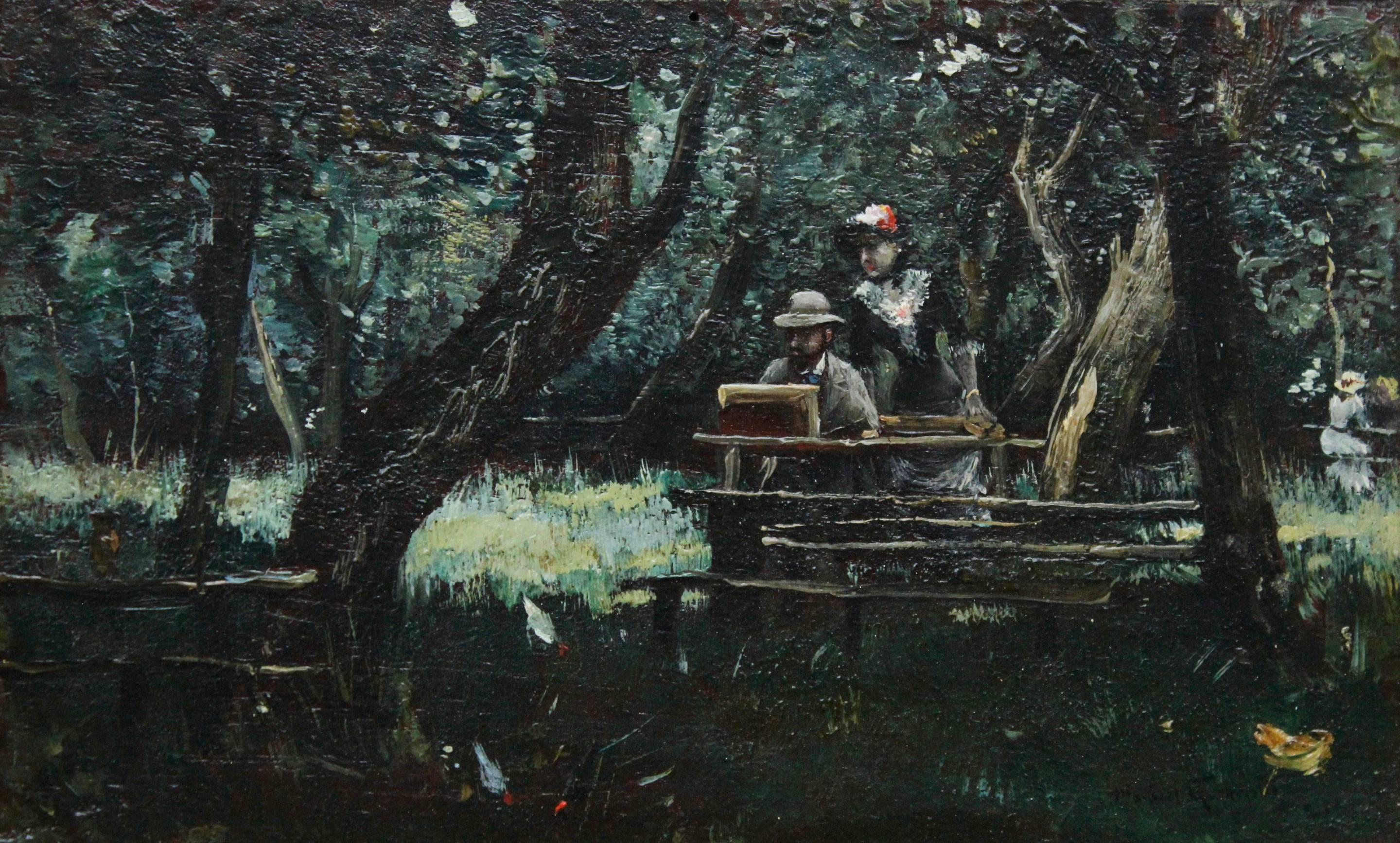 Norbert Goeneutte Landscape Painting - Manet & Morisot - Bois De Boulogne