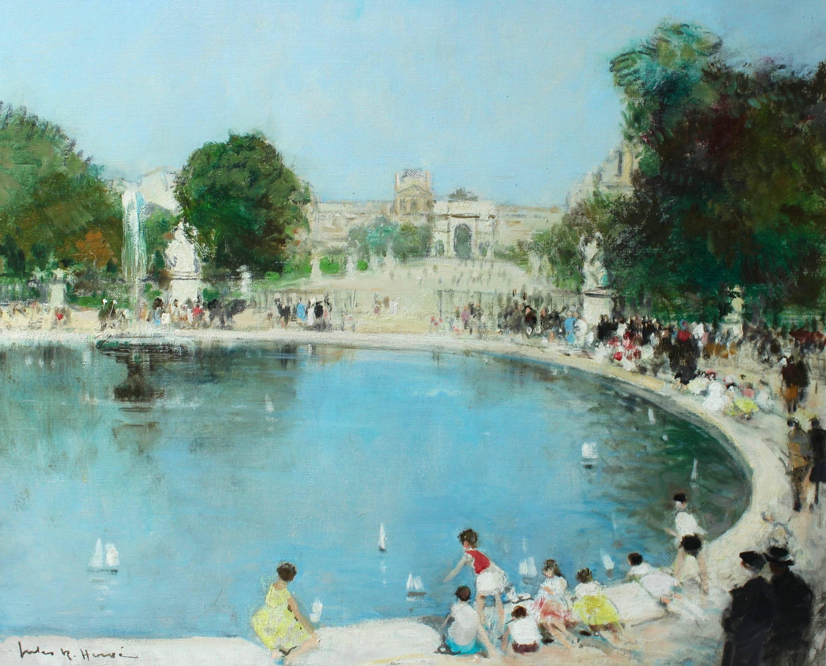 Landscape Painting de Jules René Hervé - Jardín del Luxemburgo