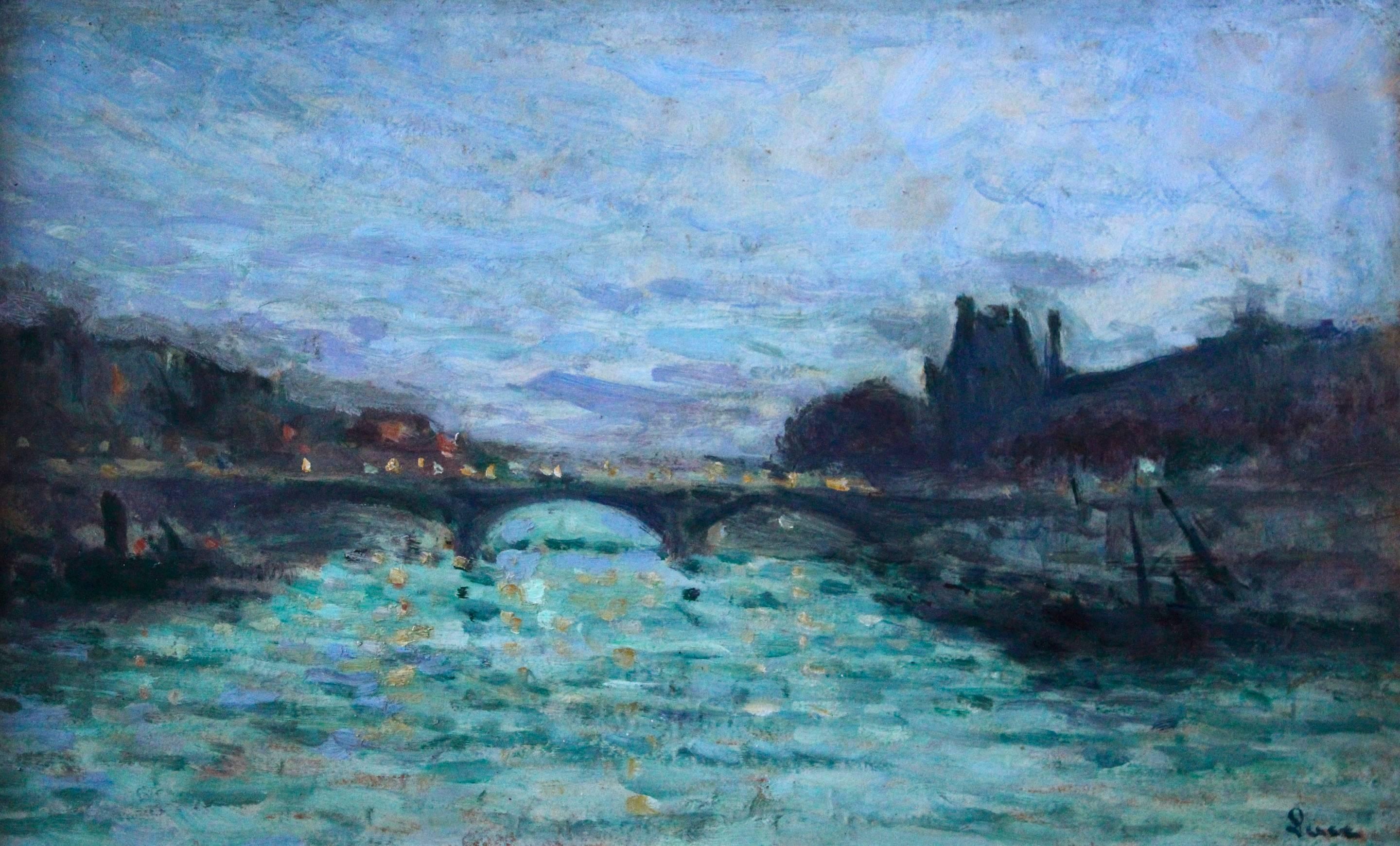 Maximilien Luce Landscape Painting - Pont Des Saint Pares and Louvre - Paris