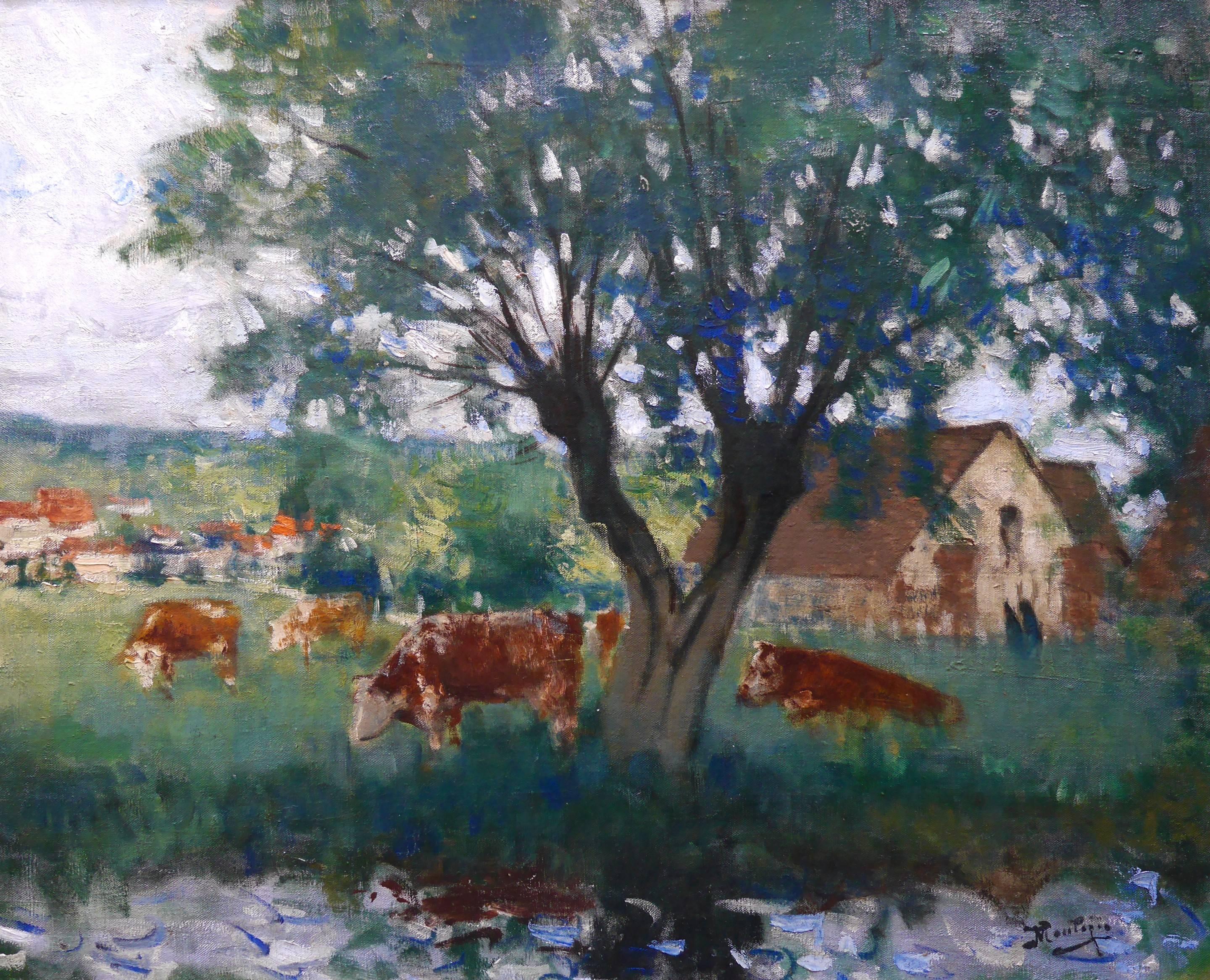 Pierre Eugene Montezin Landscape Painting - Cattle in Landscape