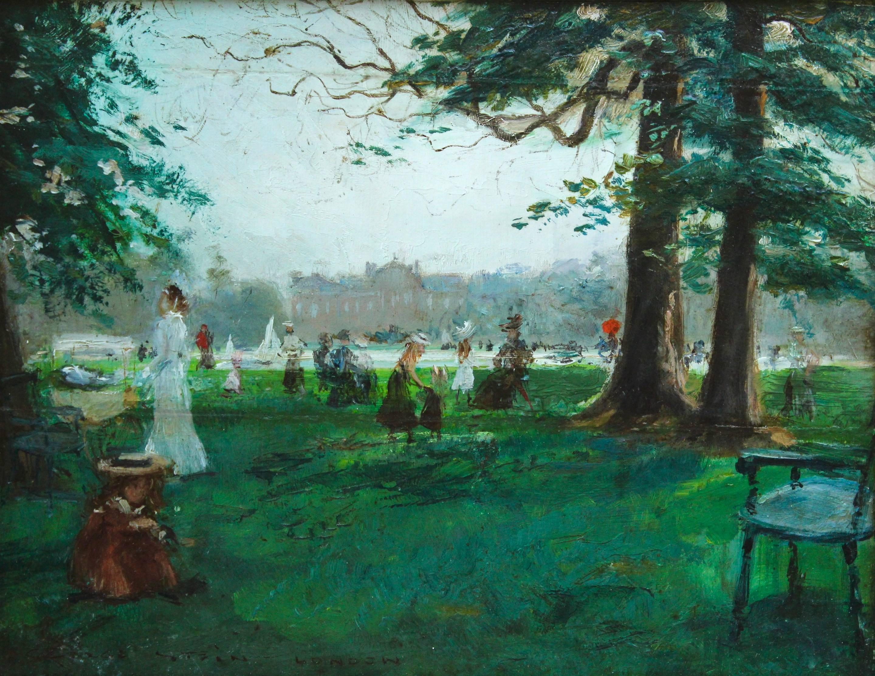 Georges Stein Figurative Painting - In the Park - London