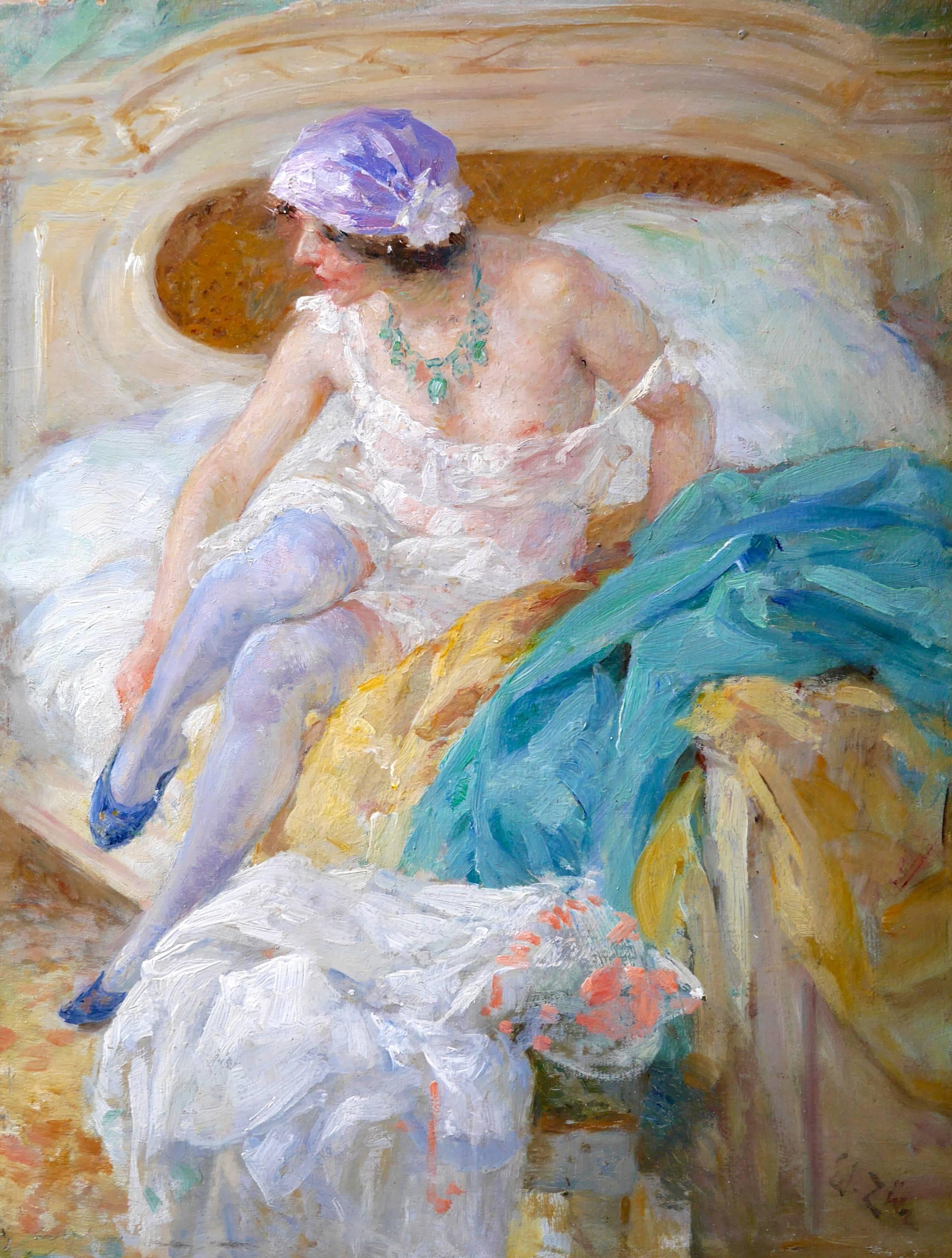 Unknown Portrait Painting - Nude in a Boudoir