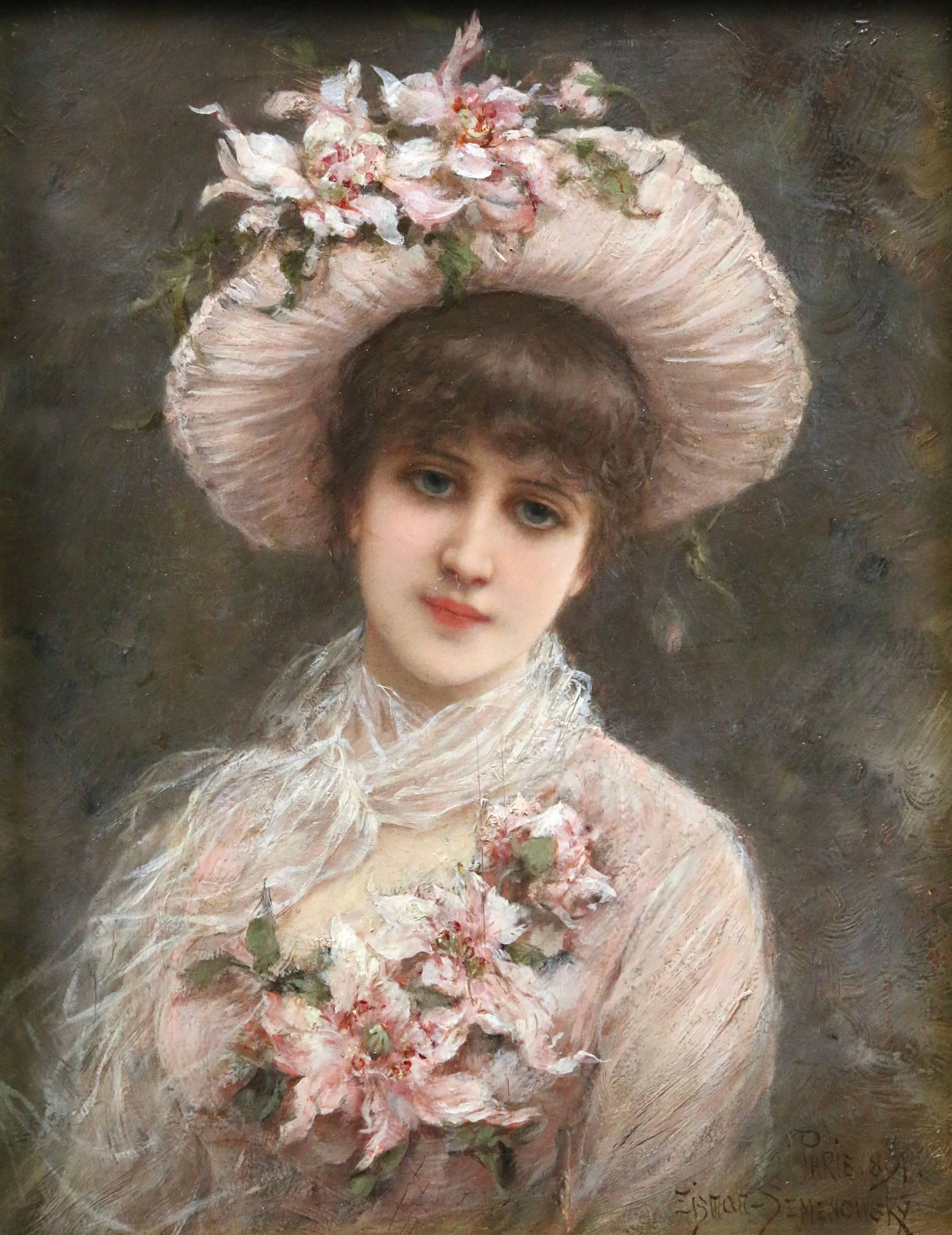 Émile Eisman-Semenowsky Portrait Painting - A Parisian Girl