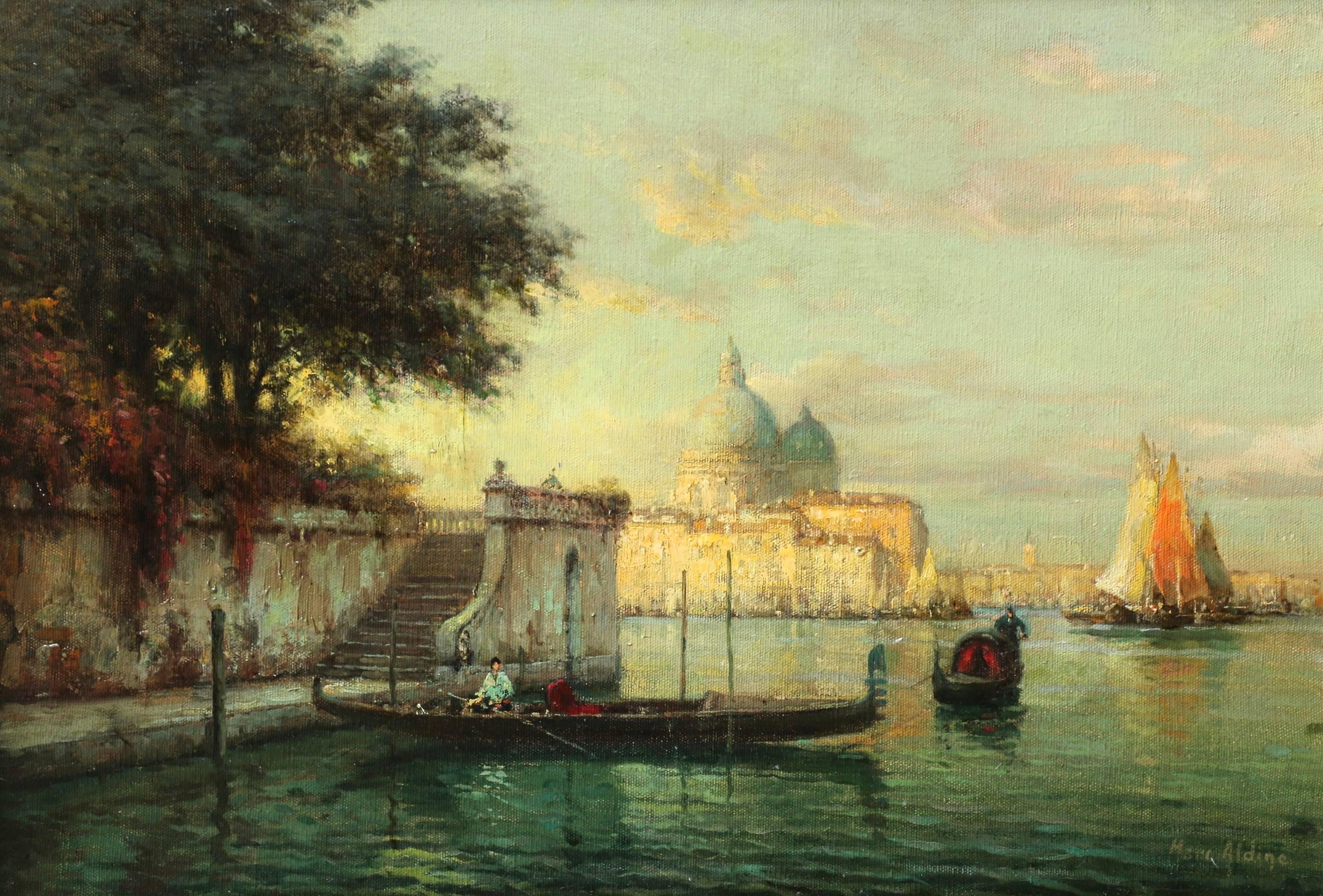 Antoine Bouvard (Marc Aldine) Landscape Painting - Venice - St Marks - Evening