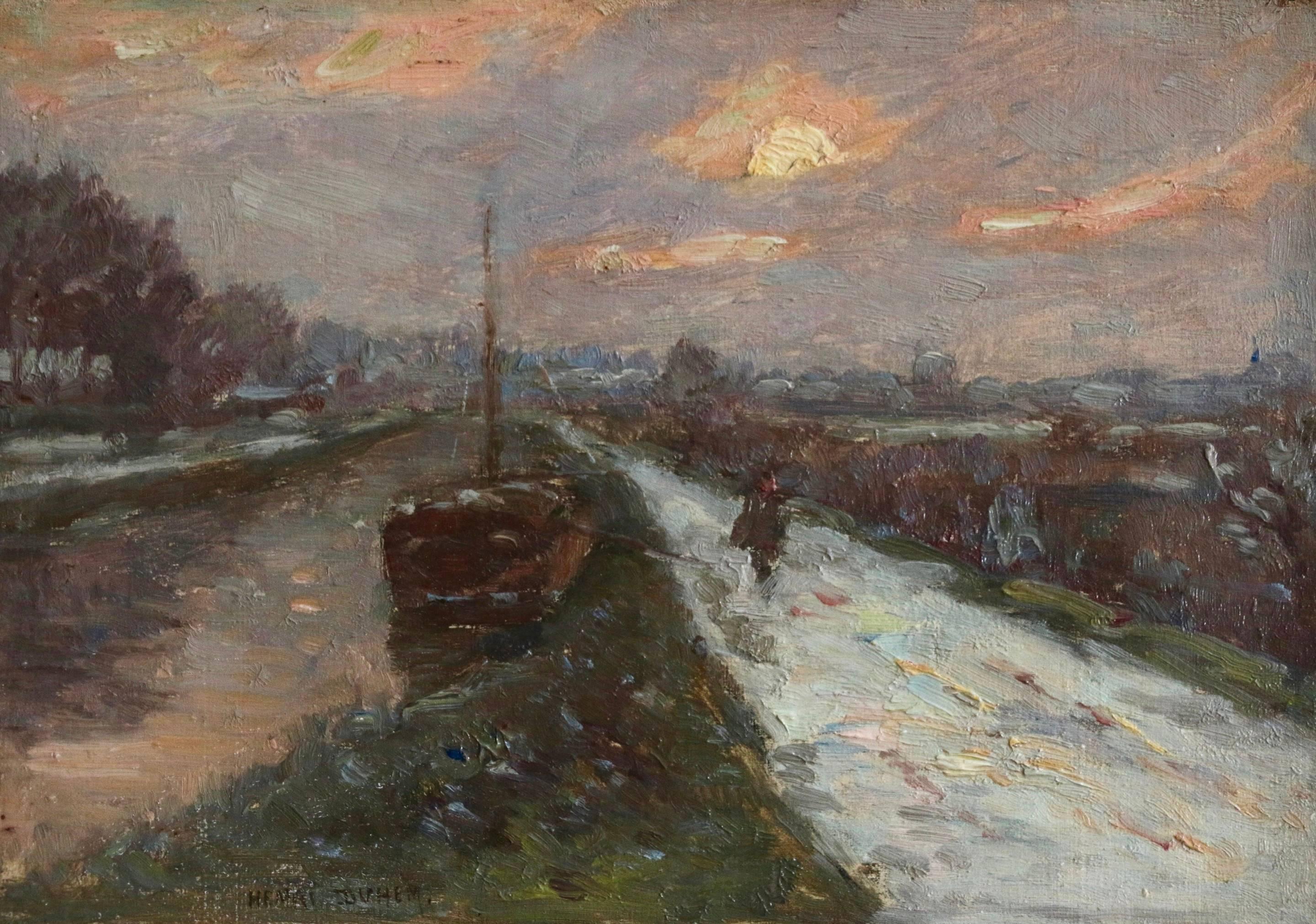 Henri Duhem Figurative Painting - Winter in the Seine