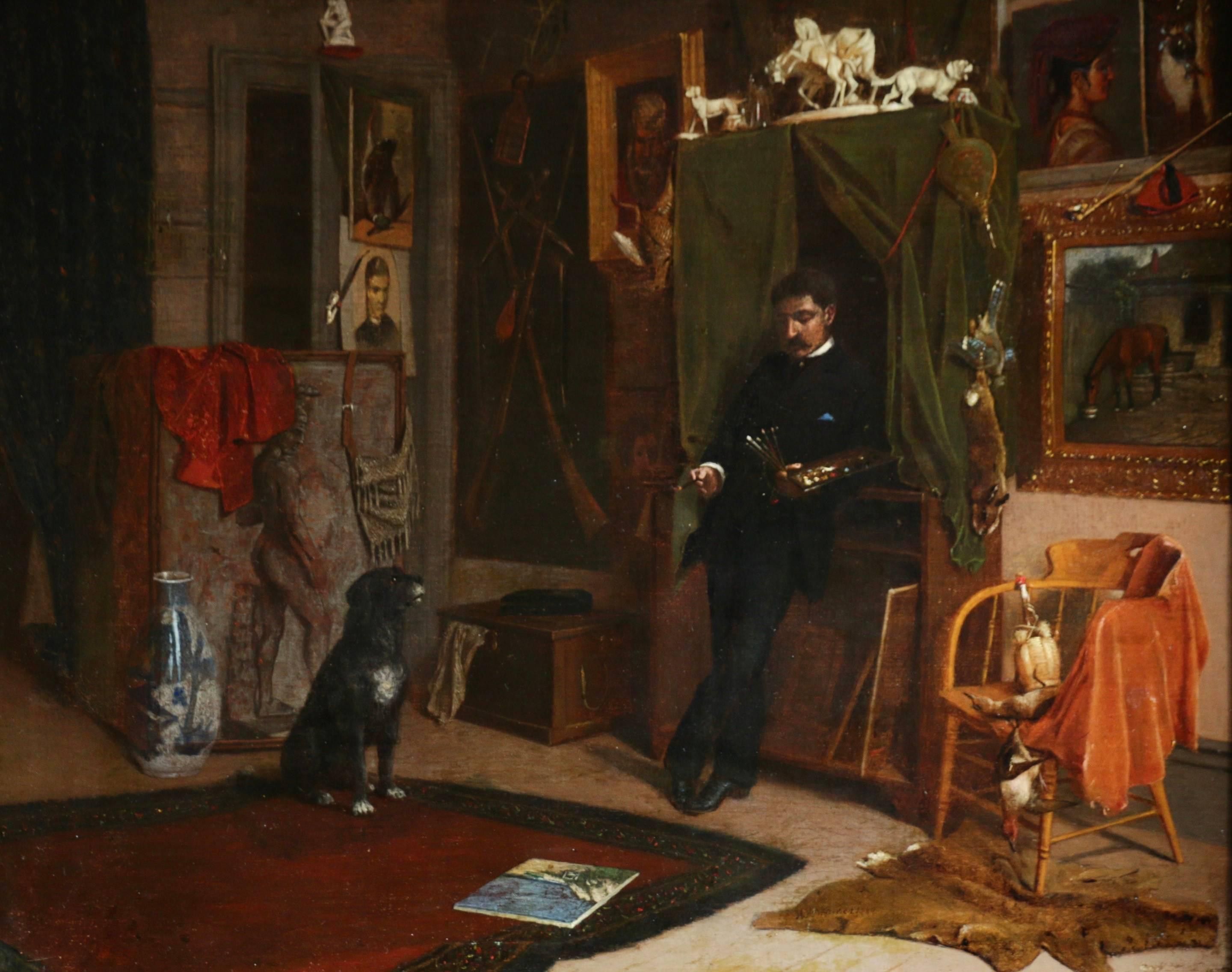 Sir Hubert Von Herkomer R.A. RWS Portrait Painting - Self Portrait in the Artists Studio