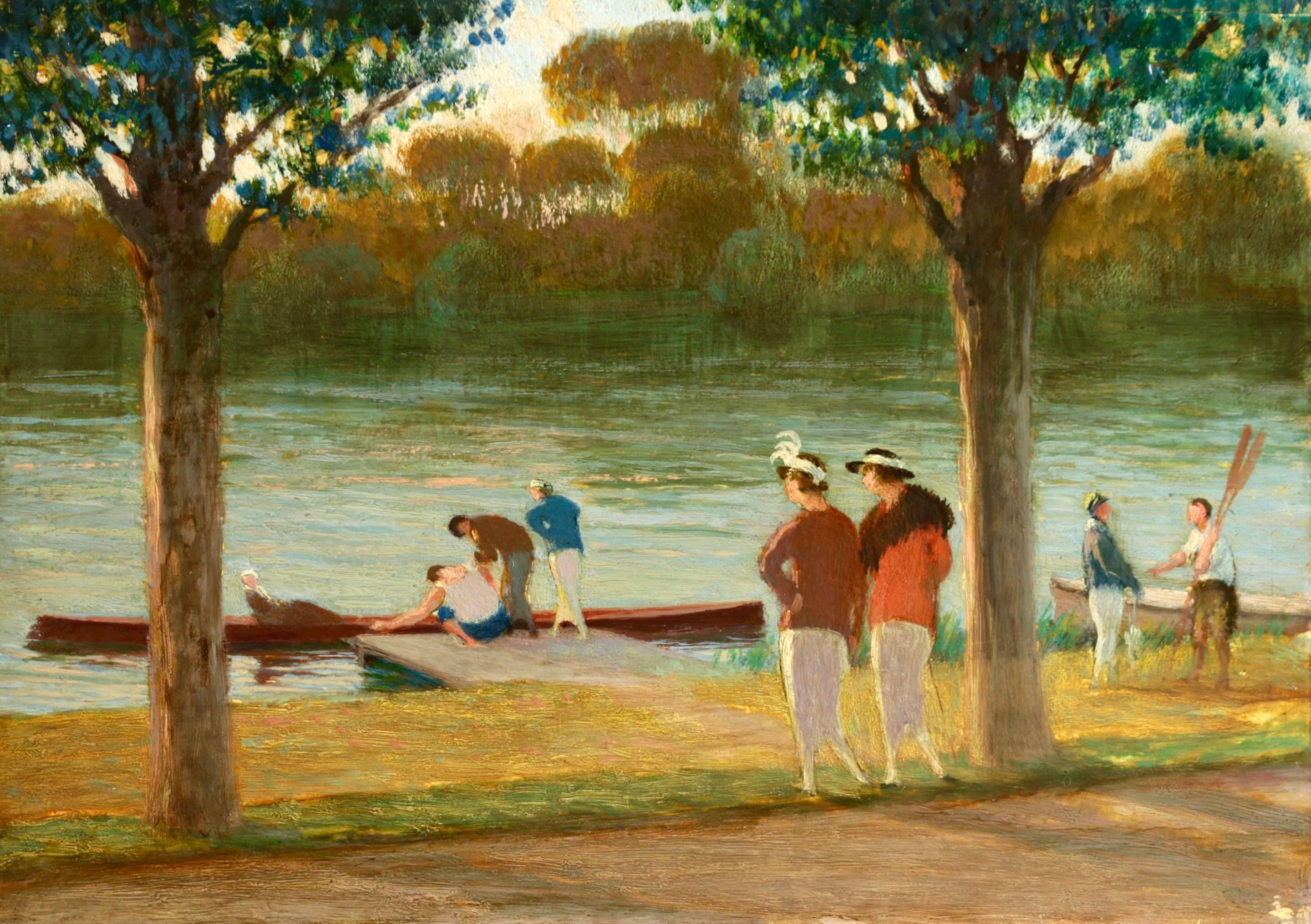 Gustave Poetzsch Landscape Painting - The Boating Party