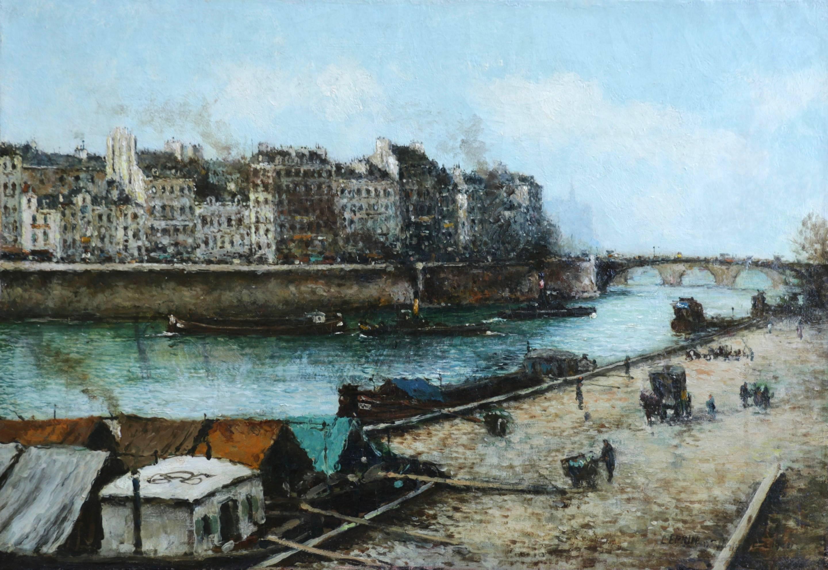 Marcel François Leprin Landscape Painting - Paris Quais de la Seine