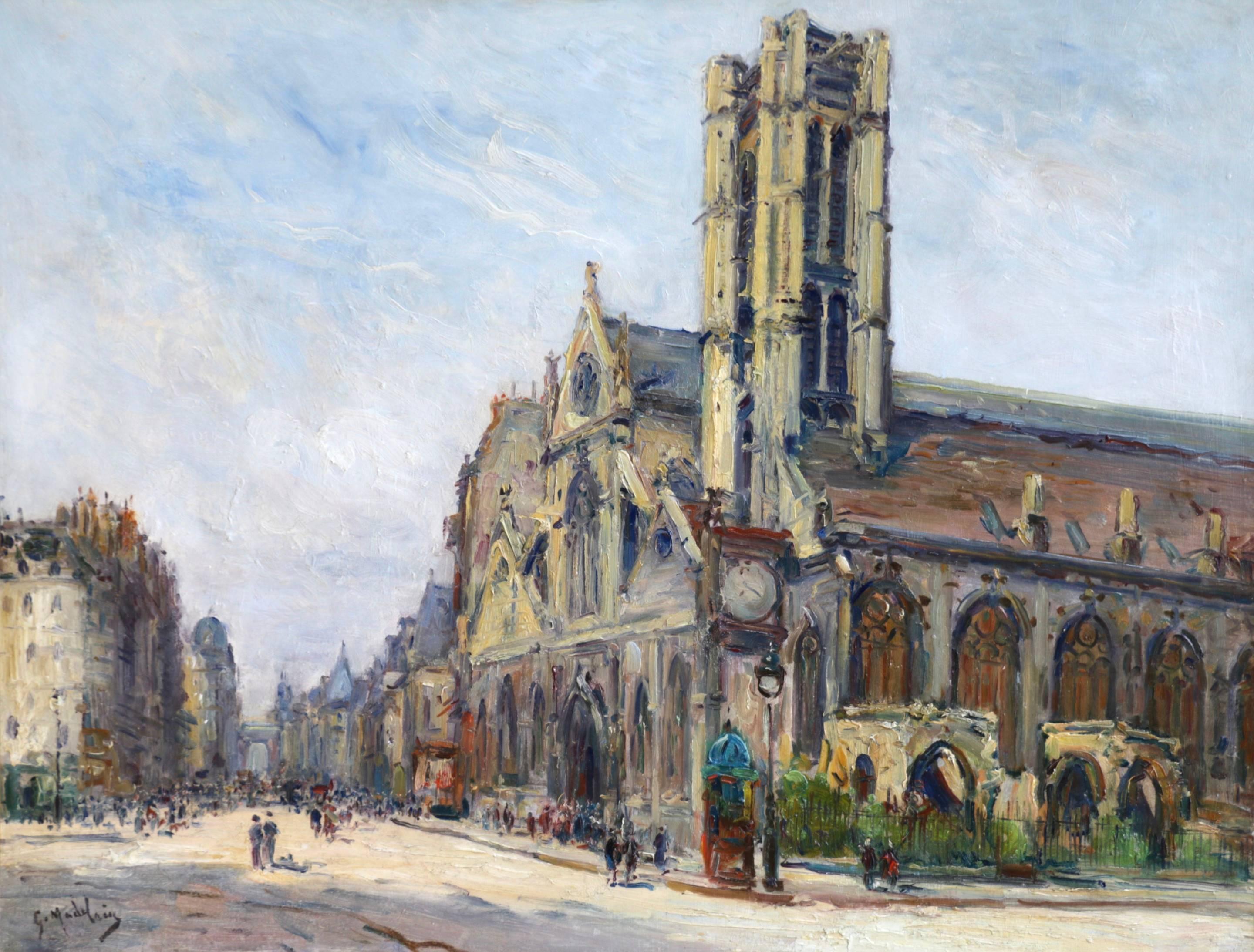 Gustave Madelain Landscape Painting - Eglise St-Nicholas-Des-Champs - Porte Saint Martin -Paris