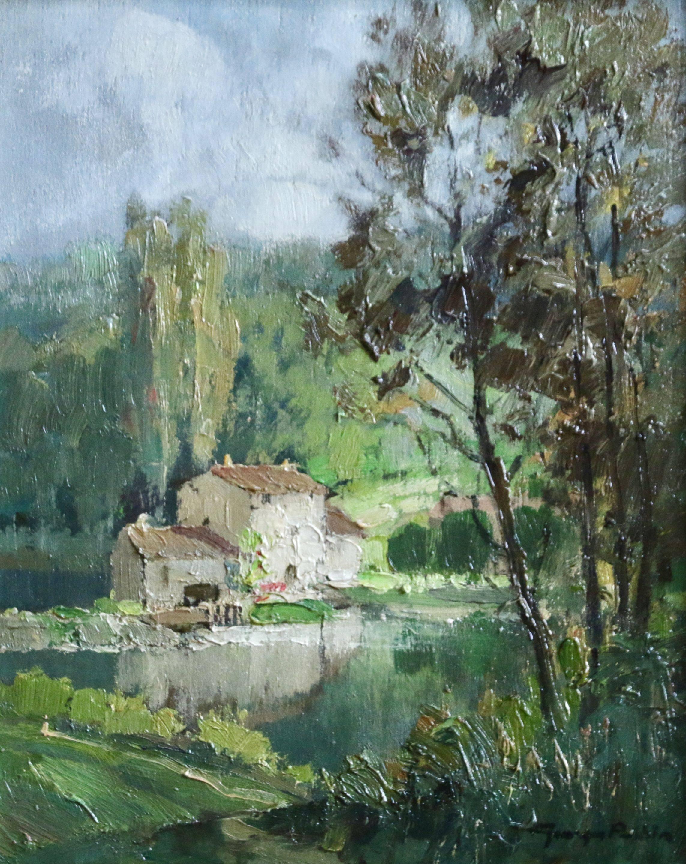 Georges Charles Robin Landscape Painting - Moulin de Boussoy sur La Sevre , Vendee