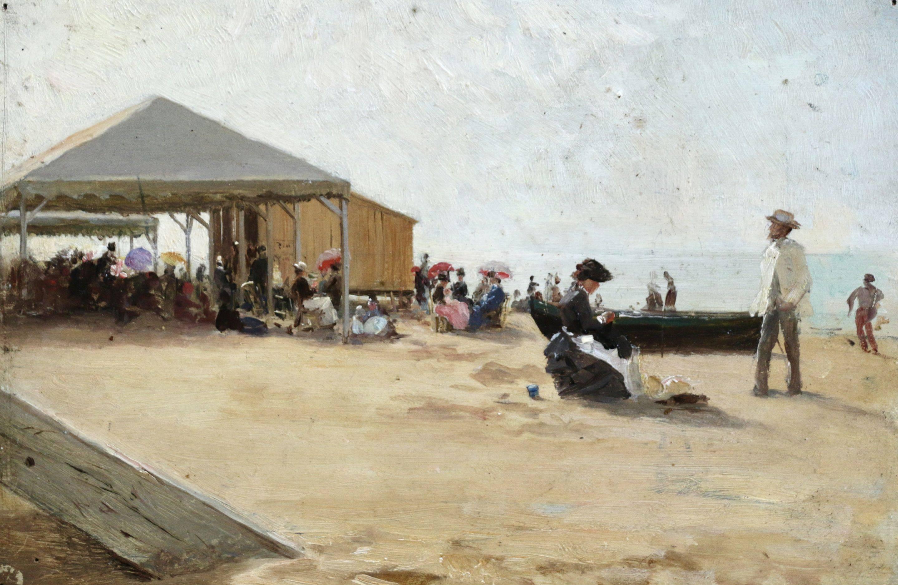 Unknown Landscape Painting - C.1885 French Impressionist School (Founded C.1870) - Sur La Plage