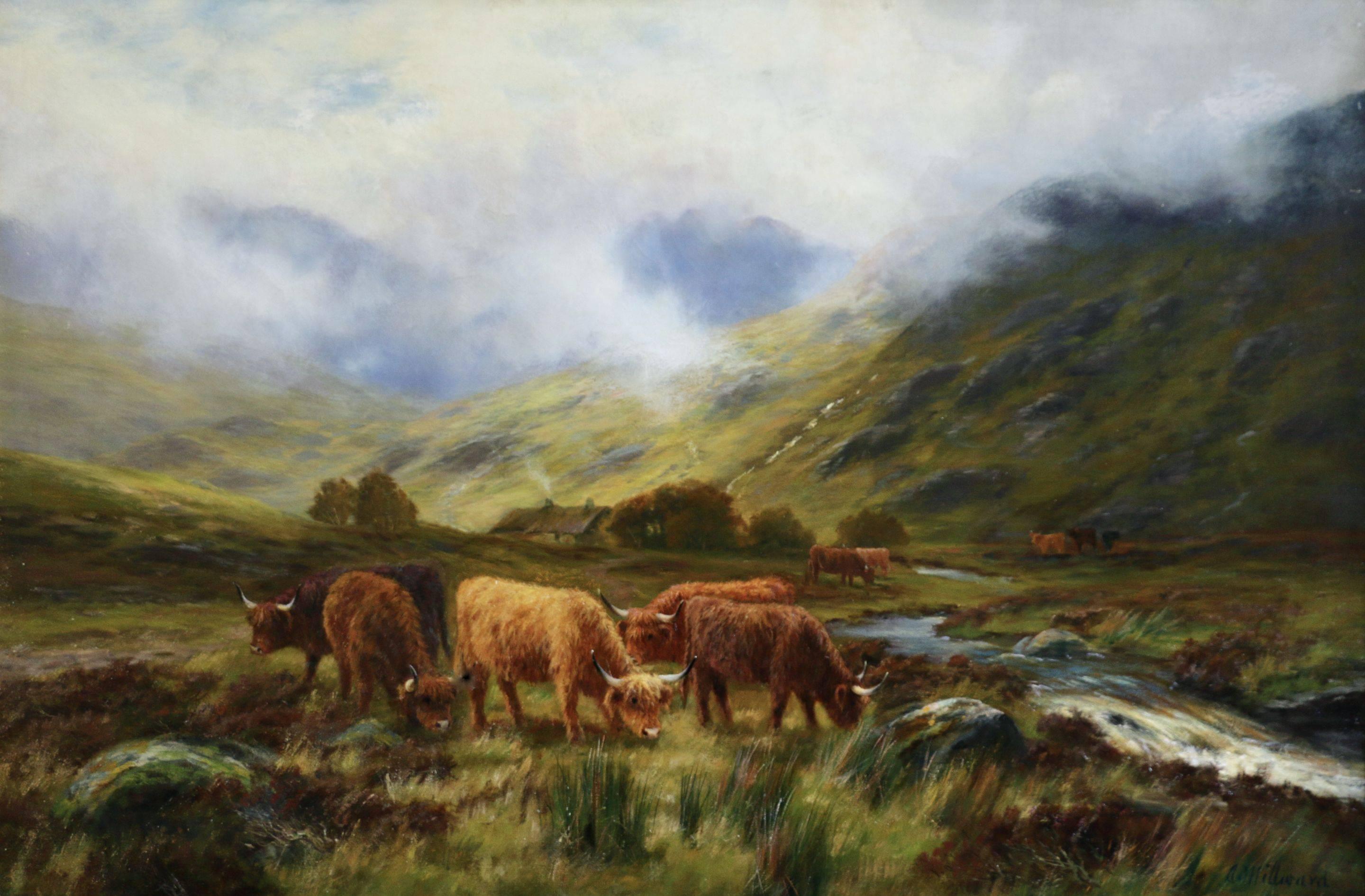 Louis Bosworth Hurt Animal Painting - Cattle in the Highlands