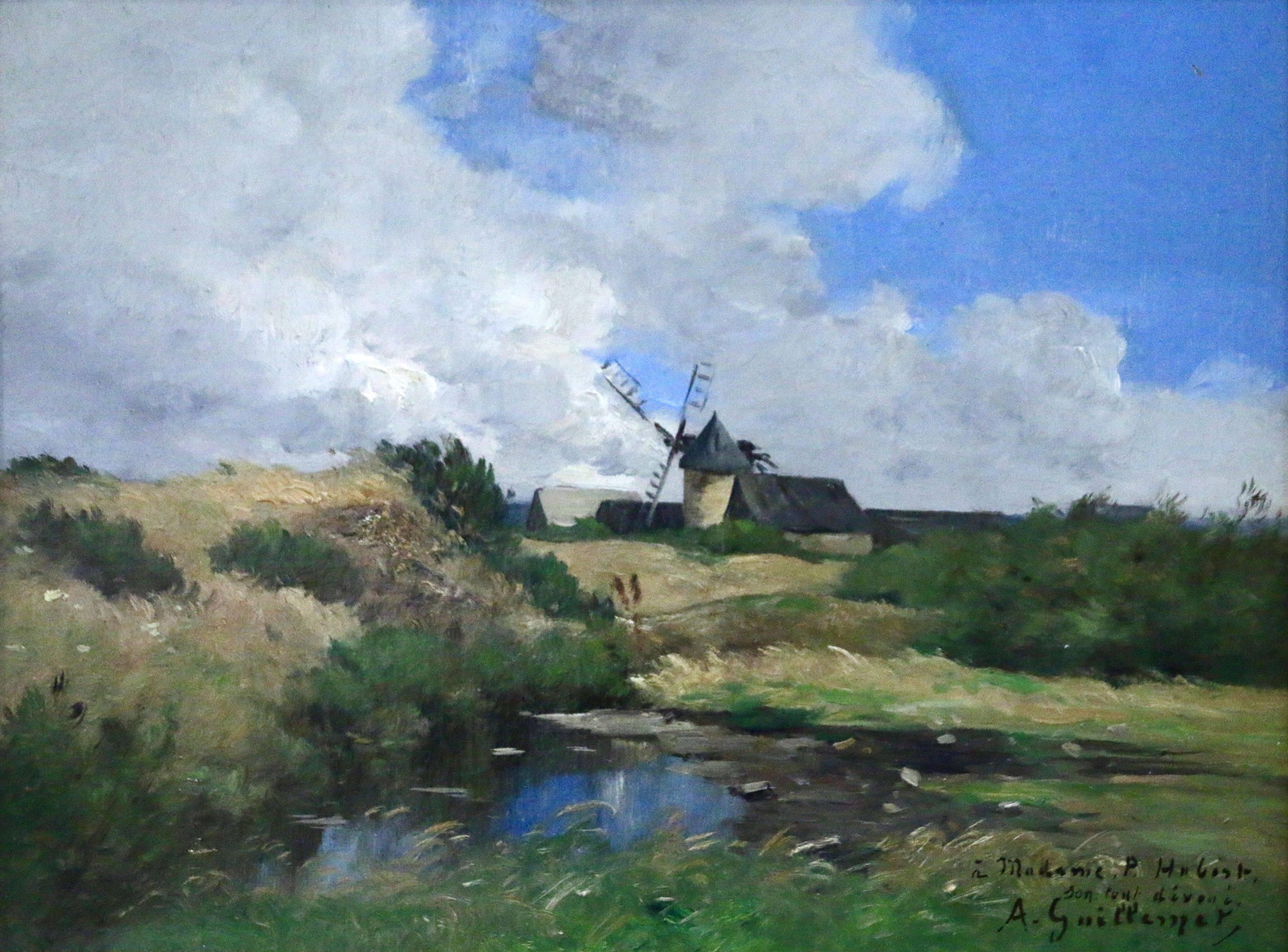 Jean-Baptiste-Antoine Guillemet Landscape Painting - Windmill in Landscape