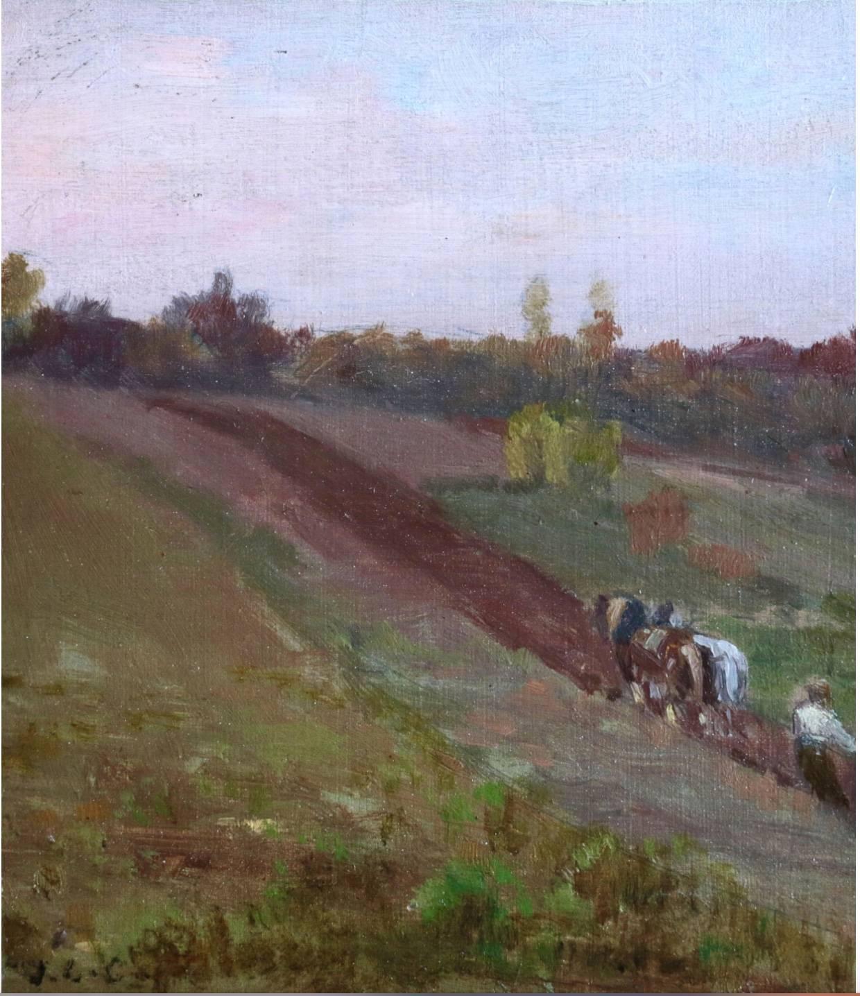 Jean-Charles Cazin Landscape Painting - Ploughing