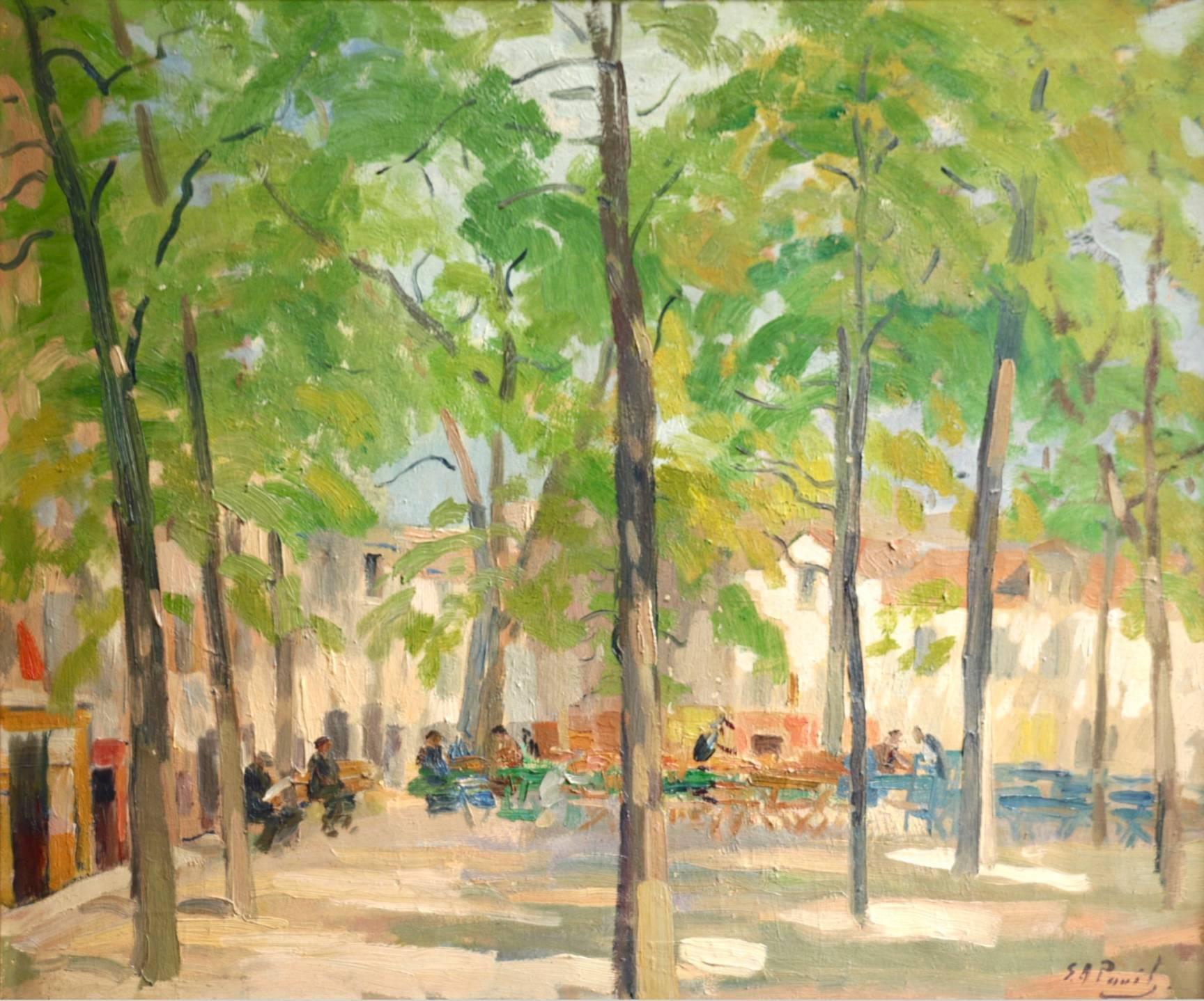 Elie Anatole Pavil Figurative Painting - Matin D'Ete, Place Du Tertre - Montmartre