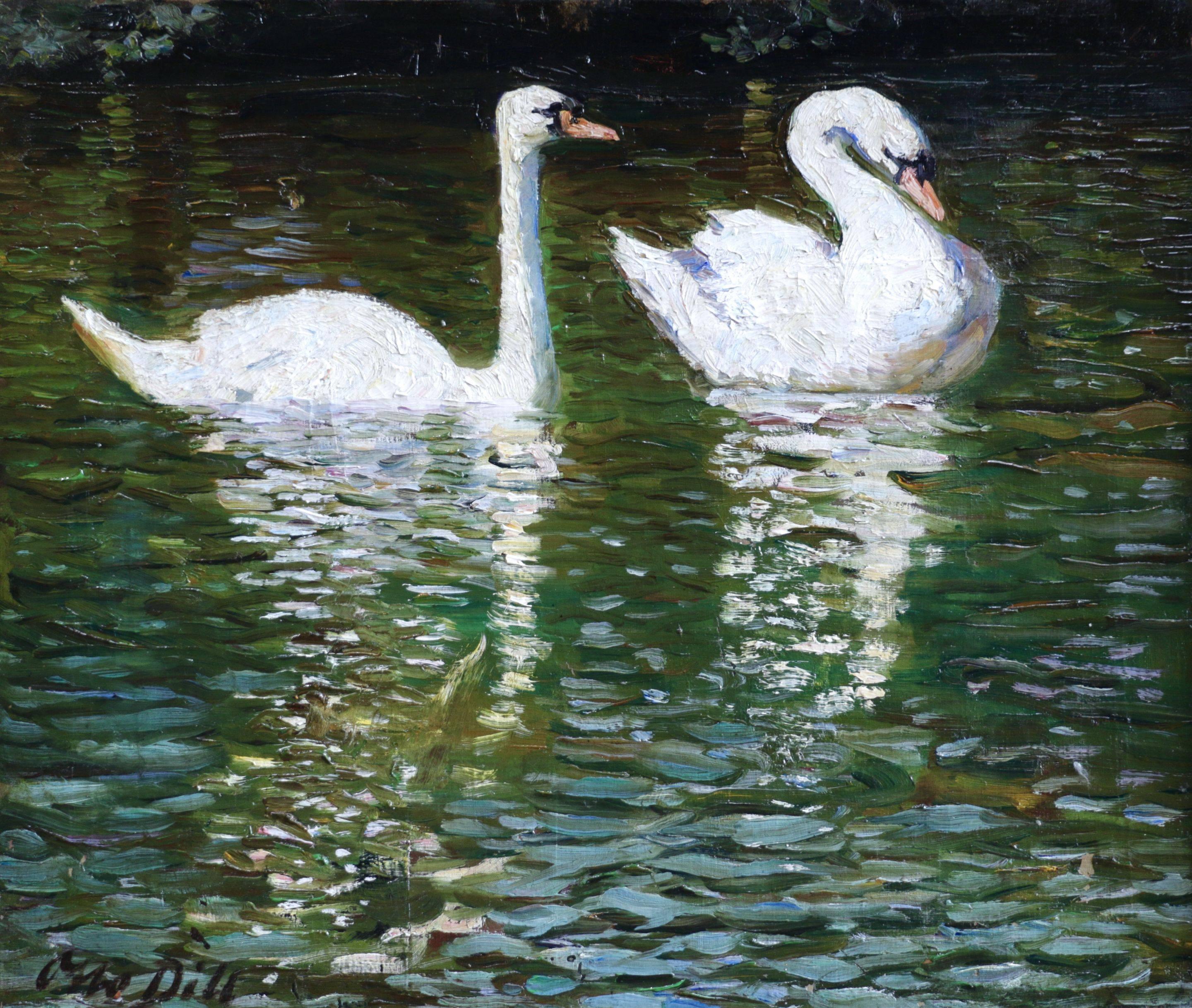 Otto Dill Animal Painting - Swans