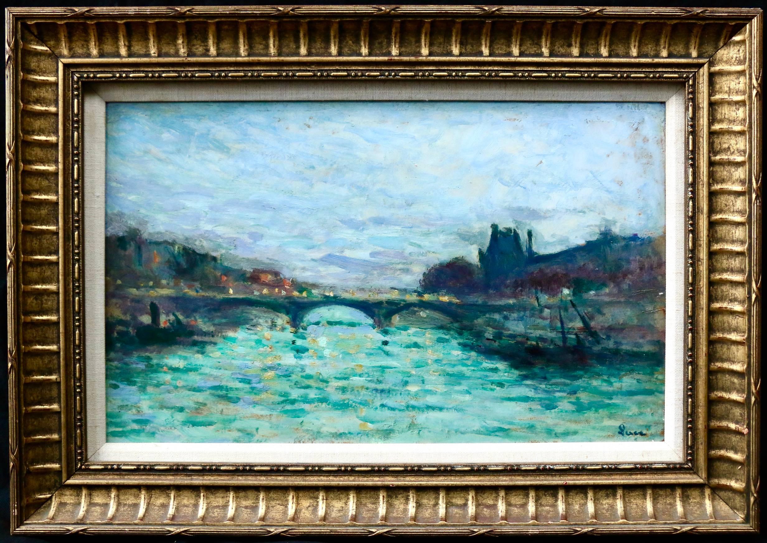 Pont Des Saint Pares and Louvre - Paris - Painting by Maximilien Luce