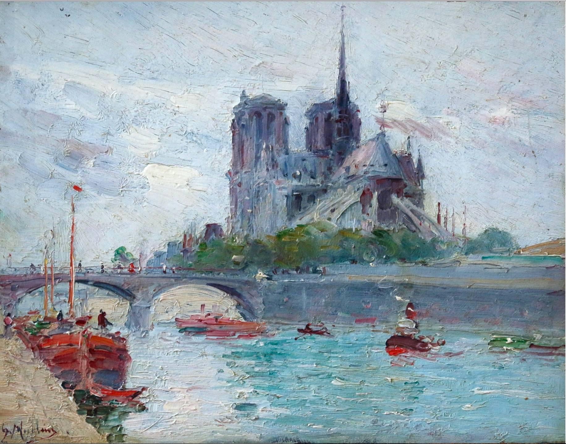 Gustave Madelain Landscape Painting - Notre Dame & Seine