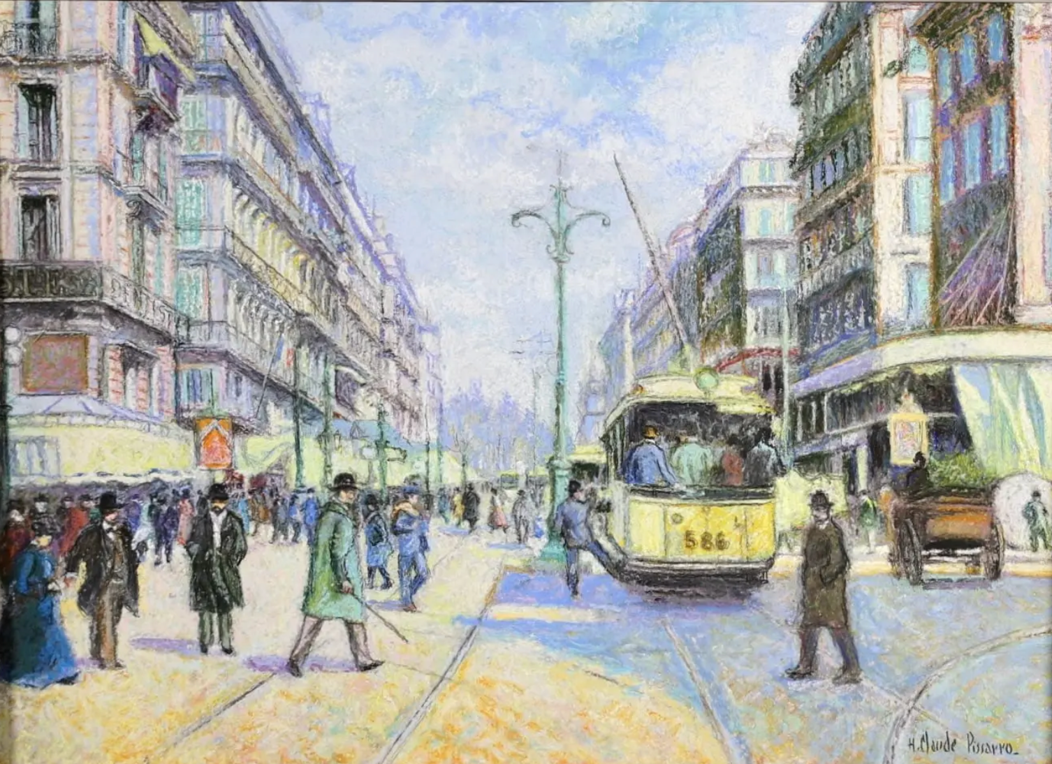 Pastel de paysage post-impressionniste de Hugues Claude Pissarro