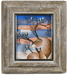 Planet of the Owls - Contemporary Animal and Floral Oil Painting - Gustavo Novoa