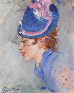 Une jeune femme - Post Impressionist Portrait Oil by Jean-Gabriel Domergue
