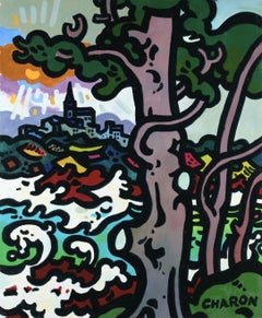 „La mer en colore“ – Modernistisches, fauvistisches Landschaftsgemälde in Öl von Guy Charon
