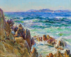 Cote Rocheuse - Post Impressionist Seascape Oil by Adolphe Louis Gaussen