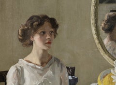 Il Tea Party - Figura impressionista in un interno, olio su tela di Hilda Fearon