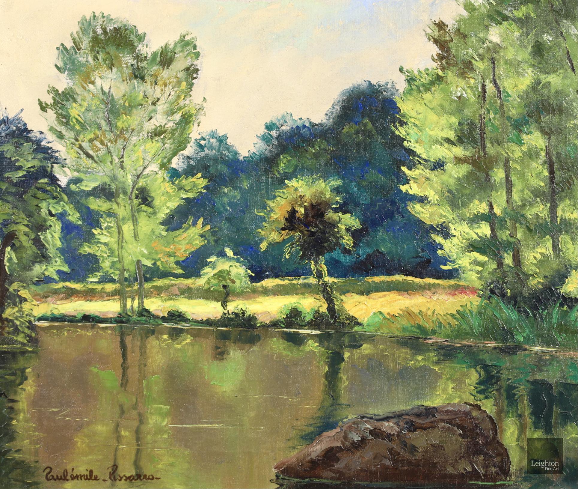 Paul Emile Pissarro Landscape Painting - Paul Émile Pissarro, Reflections on the River —Post-Impressionist Normandy Lands