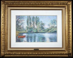 H. Claude Pissarro - La orilla izquierda del parque de Enghien, pastel impresionista