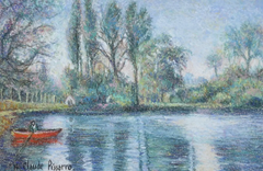 H. Claude Pissarro - La Rive Gauche du Parc à Enghien, Impressionist Pastel