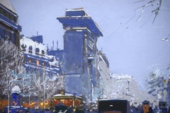 Edouard Cortes - La Porte Saint-Denis sous la Neige, Paris Snow Scene c1930