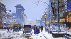 Edouard Cortes - La Porte Saint-Denis sous la Neige, Paris Snow Scene c1930