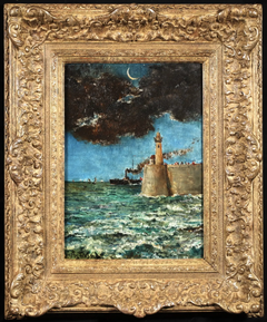 Alfred Stevens - Le Treport, Moonlit Marine, 19th Century Belgian Oil c.1885