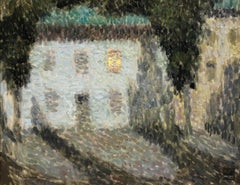 Henri Le Sidaner - Notturno, Finestra illuminata, Intimista. Olio su tavola, 1920 circa