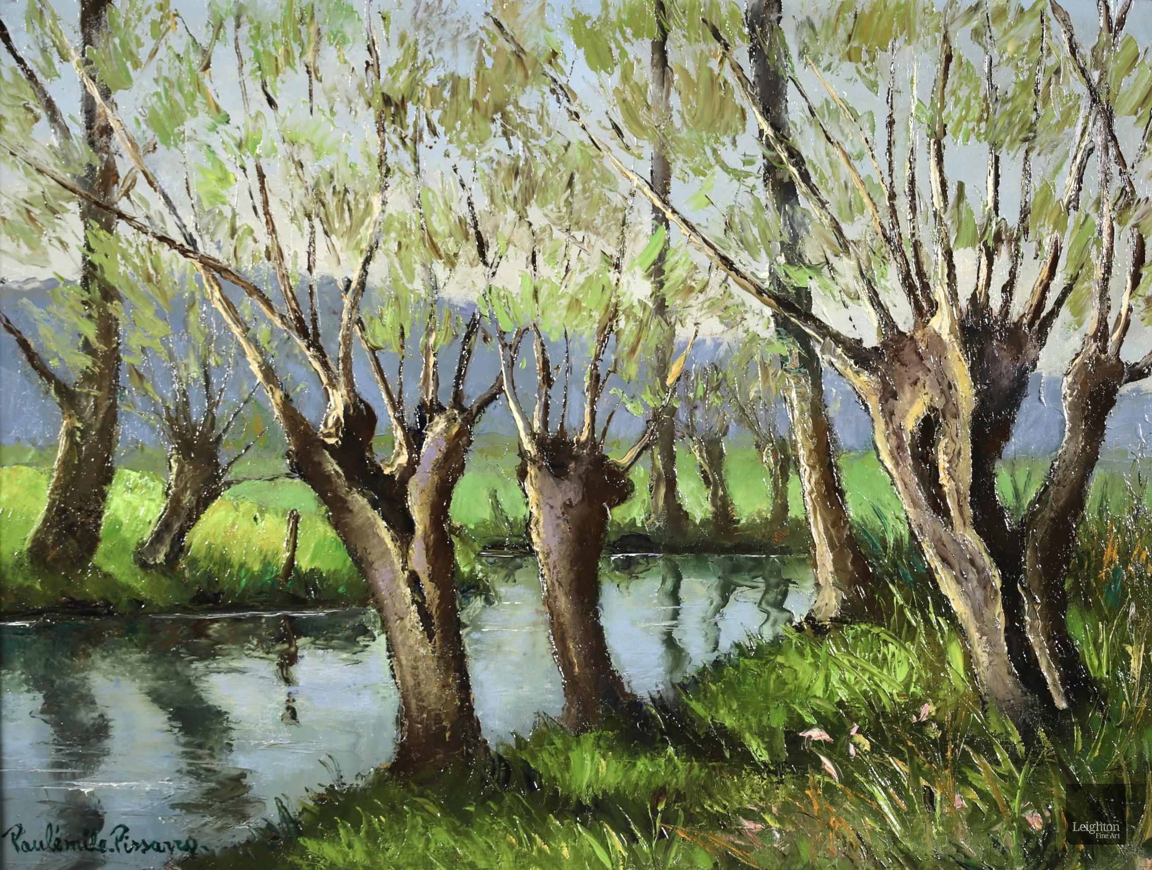 Paul Emile Pissarro Landscape Painting - Paulémile Pissarro - Bords de l'Andelle, Normandy Post-Impressionist Oil c1950