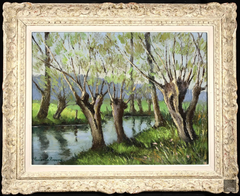 Paulémile Pissarro - Bords de l'Andelle, Normandy Post-Impressionist Oil c1950