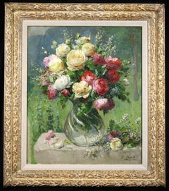 Bouquet de fleurs - Impressionist Still Life Oil Painting by Ernest Quost