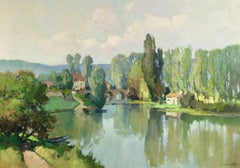 Georges Charles Robin - Matin sur la Sèvre, French Impressionist Oil c1970