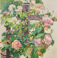 Theo van Rysselberghe – Rosen an einem Zaun, neoimpressionistisches Ölgemälde, Kat. Rais.