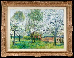 Robert Pinchon - original signed oil on canvas - Vergers en fleurs, printemps