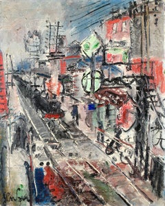 Gen Paul – Original-Ölgemälde auf Leinwand – signiert und betitelt „Gare de Bois-Colombes“