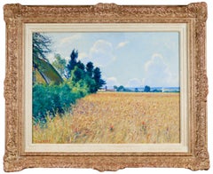 Narcisse Guilbert - large signed 1910 french oil on canvas " Champs de Ble"