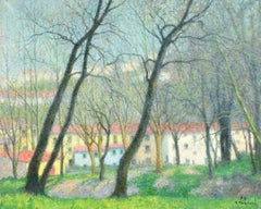 RAYMOND THIBESART (1874-1968) GRANDE OLIOSCOPIO FIRMATO - PRIMAVERA A VILLENEUVE-LOUBET